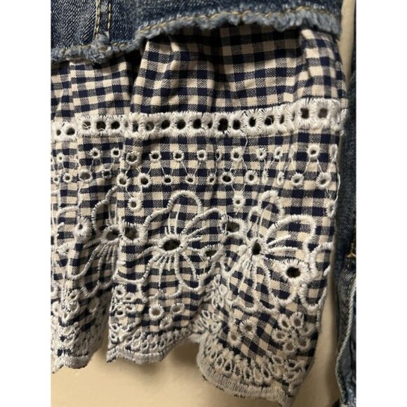 Anthropologie Pilcro and the Letterpress Denim Jacket Eyelet Trim Women's Medium - Picture 11 of 14